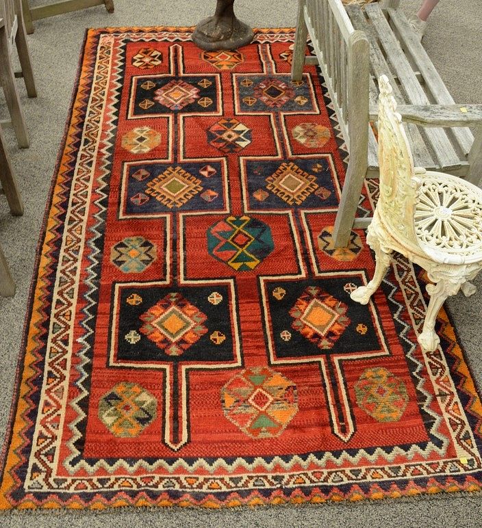 Appraisal: Oriental throw rug ' x ' Oriental throw rug '