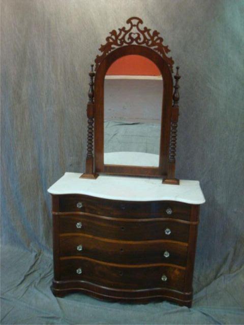 Appraisal: J J W MEEKS Serpentine front Rosewood dresser w marbletop