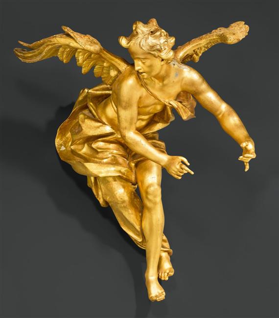 Appraisal: SITTING ANGEL from an altar volute Baroque South German probably