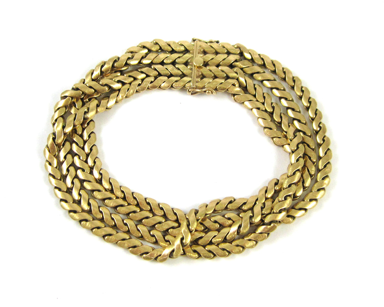 Appraisal: EIGHTEEN KARAT YELLOW GOLD BRACELET having four yellow gold chains