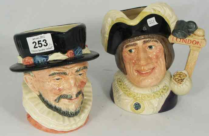 Appraisal: Royal Doulton Large Character Jugs Beefeater D and Dick Whittington