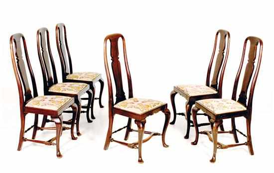 Appraisal: Set of six Queen Anne style walnut side chairs th