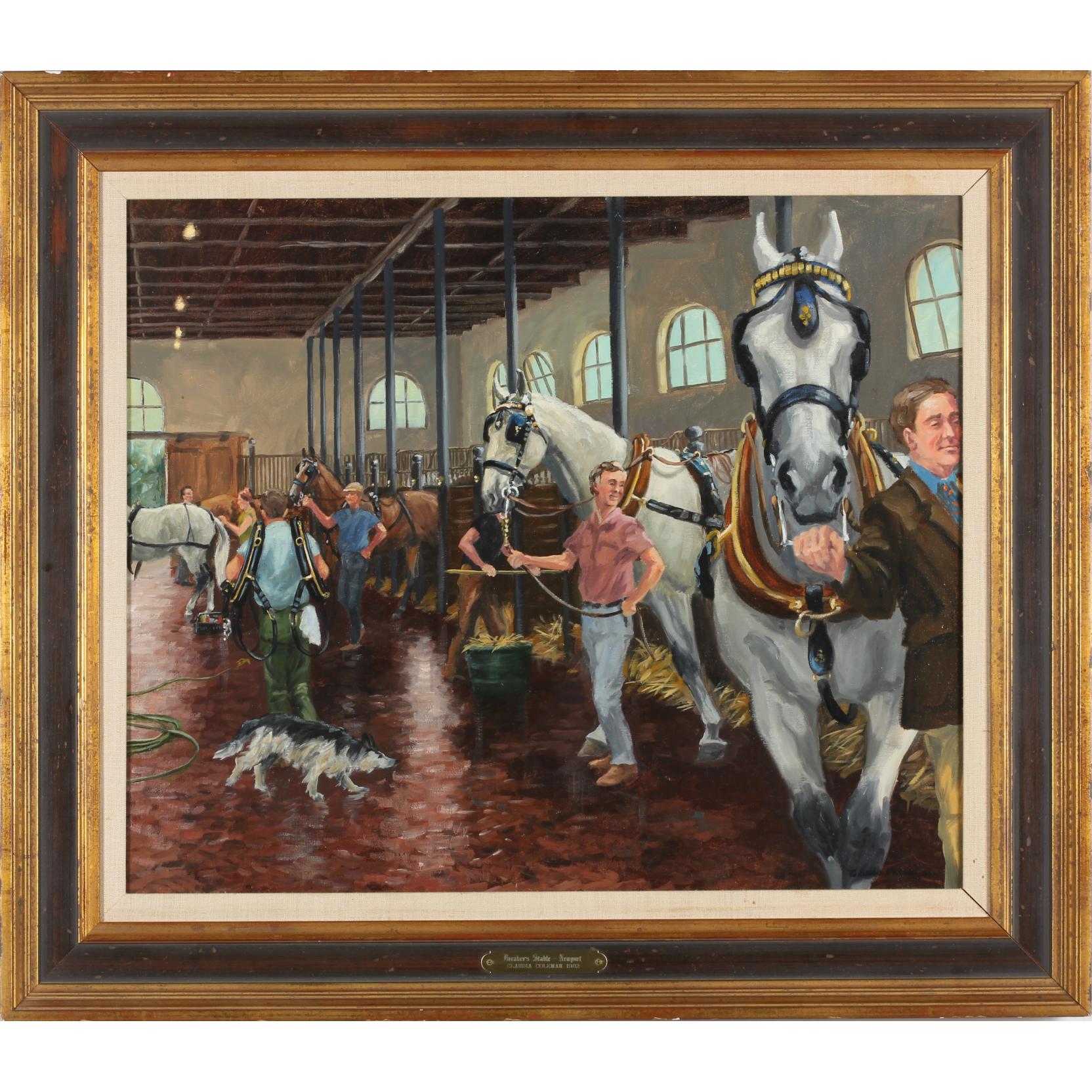 Appraisal: Claudia Coleman NC Breaker's Stable - Newport oil on canvas