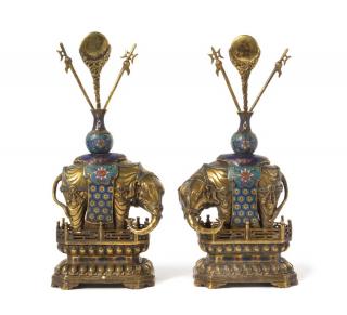 Appraisal: A Pair of Gilt Bronze and Cloisonne Enamel Models of