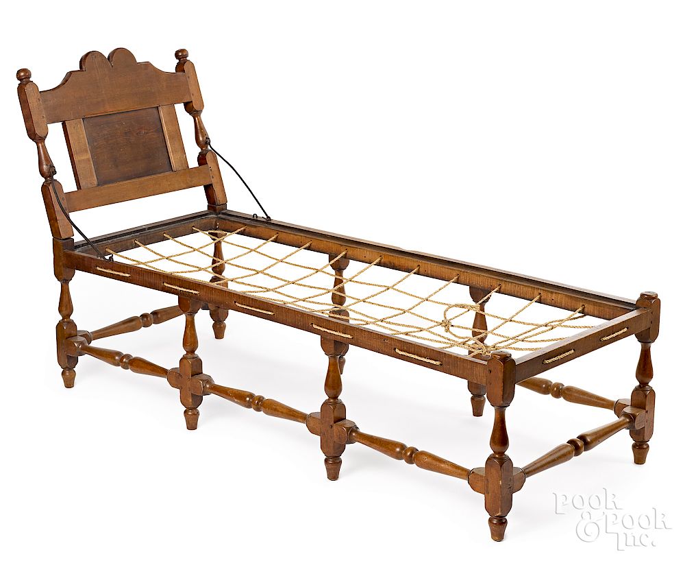 Appraisal: New England William and Mary maple rope bed Exclusive on