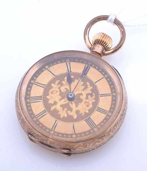 Appraisal: A MIDSIZE CROWN WIND OPENFACE FOB WATCH TO A DECORATED