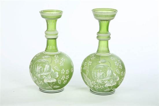 Appraisal: PAIR OF ART GLASS VASES The pair of vases have