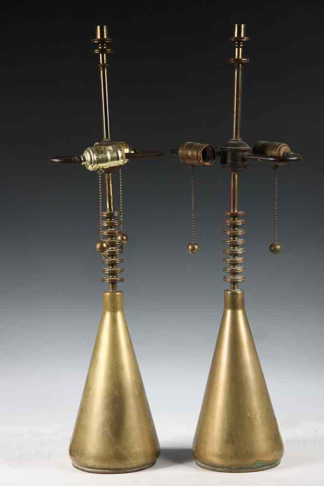 Appraisal: PAIR ART DECO TABLE LAMPS - Pair Brass Art Deco