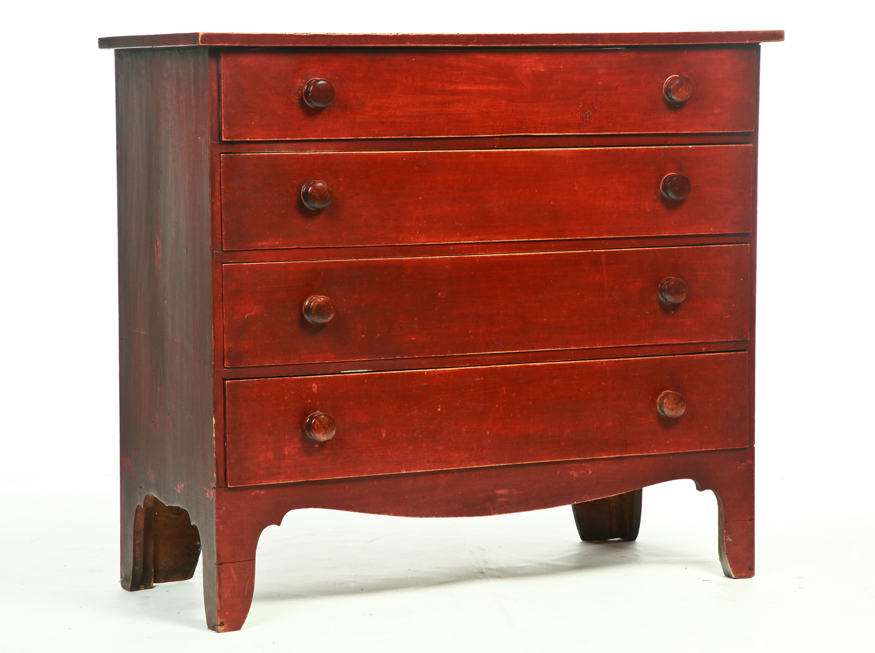 Appraisal: AMERICAN COUNTRY HEPPLEWHITE CHEST Early th century pine Original red