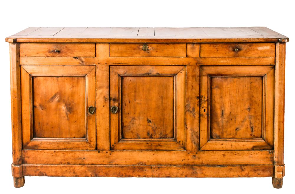 Appraisal: FRENCH PROVINCIAL FRUITWOOD BUFFETwith three drawers and three covered doors