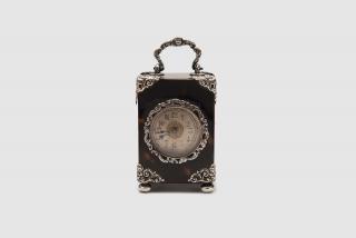 Appraisal: Continental Silver Tortoiseshell Miniature Carriage Clock Continental Silver Tortoiseshell Miniature