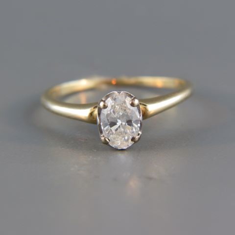 Appraisal: Diamond Solitaire Ring oval diamond high grade k yellow gold