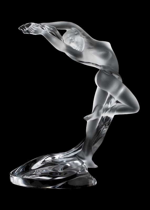 Appraisal: Lalique Clear and Frosted Arms Up Figurine Lalique clear and