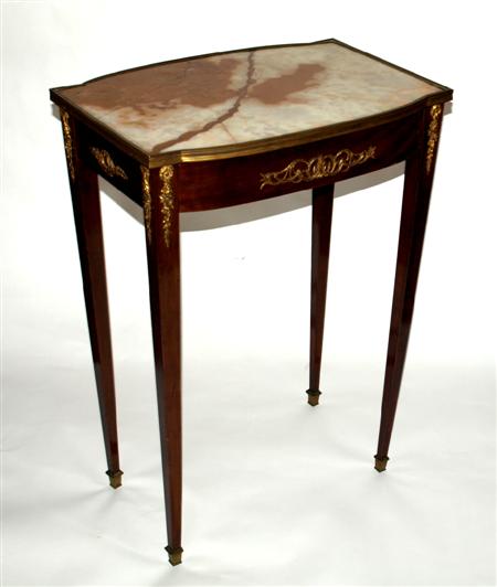 Appraisal: FRENCH MAHOGANY ORMOLU MOUNTED OCCASIONAL TABLE TH CENTURY with onyx