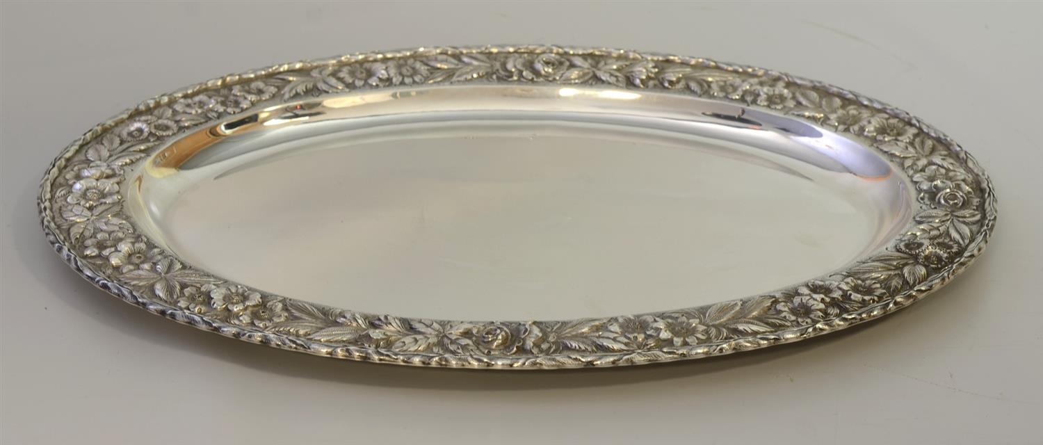 Appraisal: S Kirk Son Baltimore sterling silver oval tray with floral