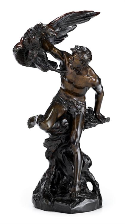 Appraisal: Edouard Drouot French - the eagle attacks Bronze dark brown