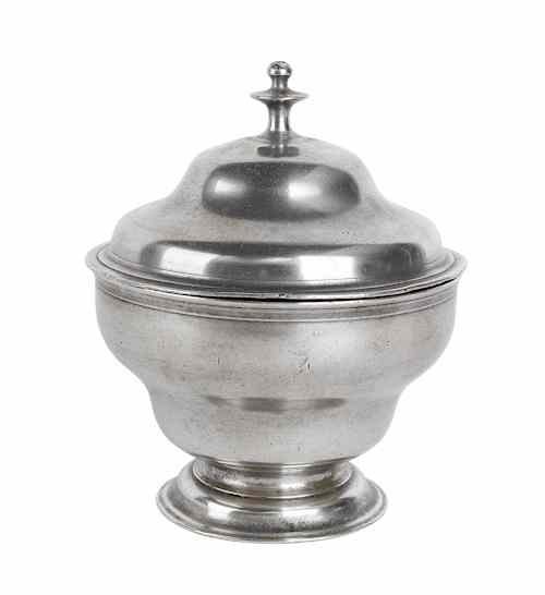 Appraisal: Philadelphia pewter sugar bowl attributed to William Will ca h