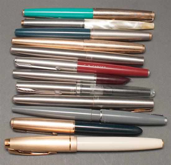 Appraisal: Twelve assorted Parker fountain pens models include ''Frontier '' ''School