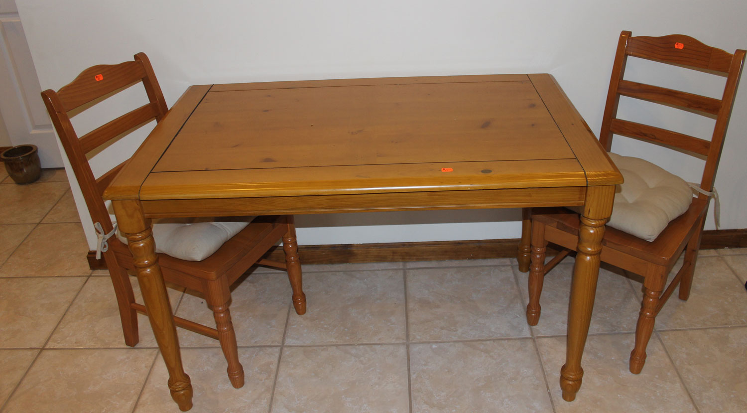 Appraisal: Turned pine dinette table and two side chairs