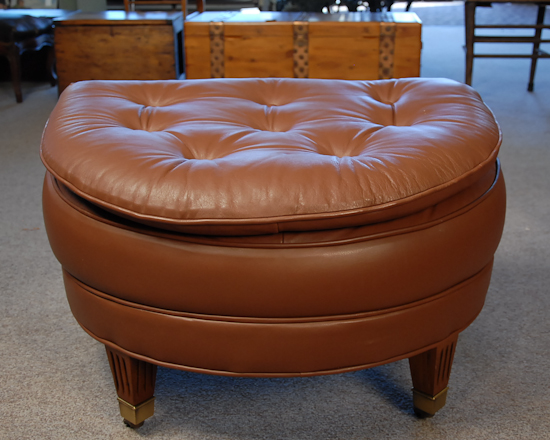 Appraisal: Leathercraft Brown Leather Half Ottoman on wheels New from Decorator