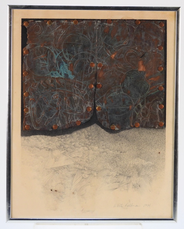 Appraisal: WALTER FELDMAN COPPER MIXED MEDIA WORK ON PAPER Rhode Island