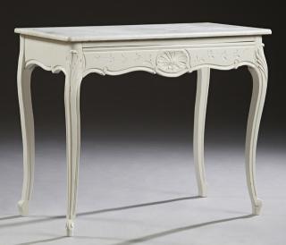 Appraisal: Louis XV Style Polychromed Oak Marble Top Table e Louis