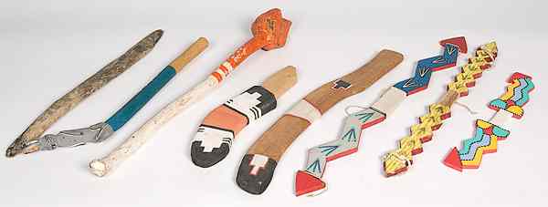 Appraisal: Hopi Dance Wands Clubs and Rasp lot of including two