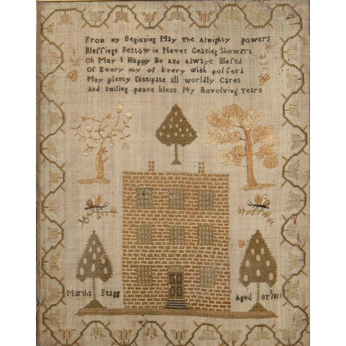 Appraisal: A George III linen sampler Martha Stagg aged ys worked