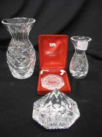 Appraisal: pcs Waterford Cut Crystal bud vases paperweight ornaments signed excellent