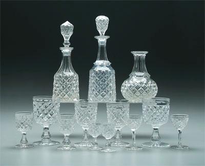 Appraisal: Set cut glass stemware decanters pieces including nine individual decanters