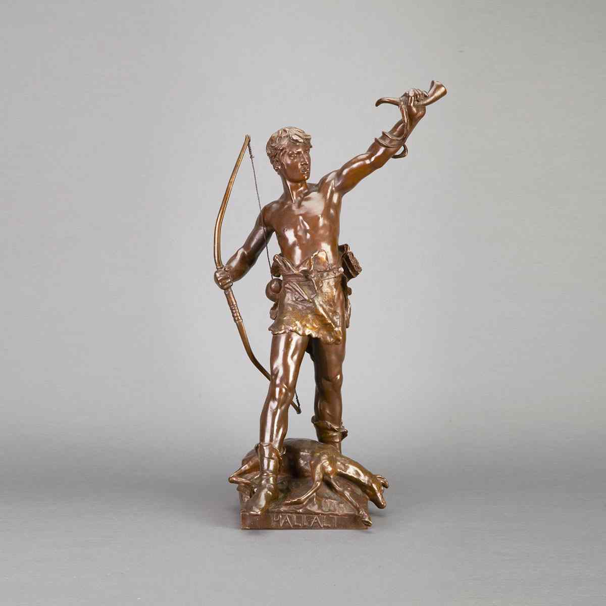 Appraisal: Eugene Marioton French - HALLALI HUNTING CRY patinated bronze title