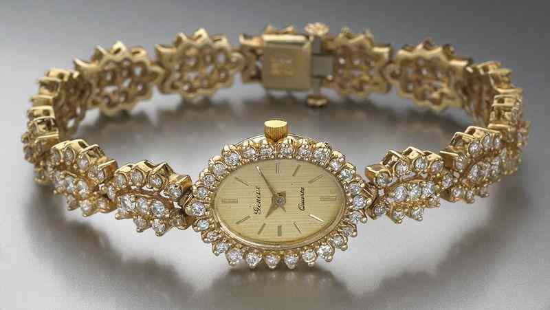 Appraisal: Geneve ladies K gold and diamond wrist watch the bezel