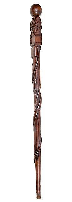 Appraisal: Masonic Folk Cane- Ca - A carved hardwood folk cane