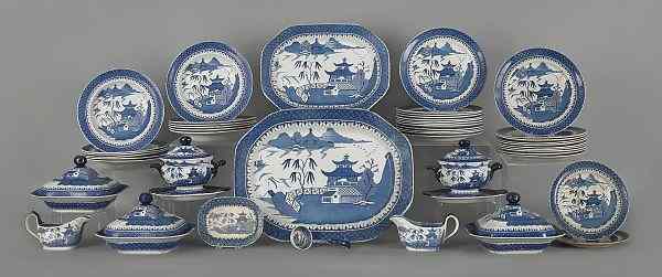 Appraisal: Staffordshire Canton pattern dinner service early mid th c most