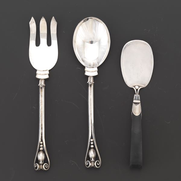 Appraisal: GEORG JENSEN USA SALAD SERVICE AND INTERNATIONAL SILVER CHEESE SERVER