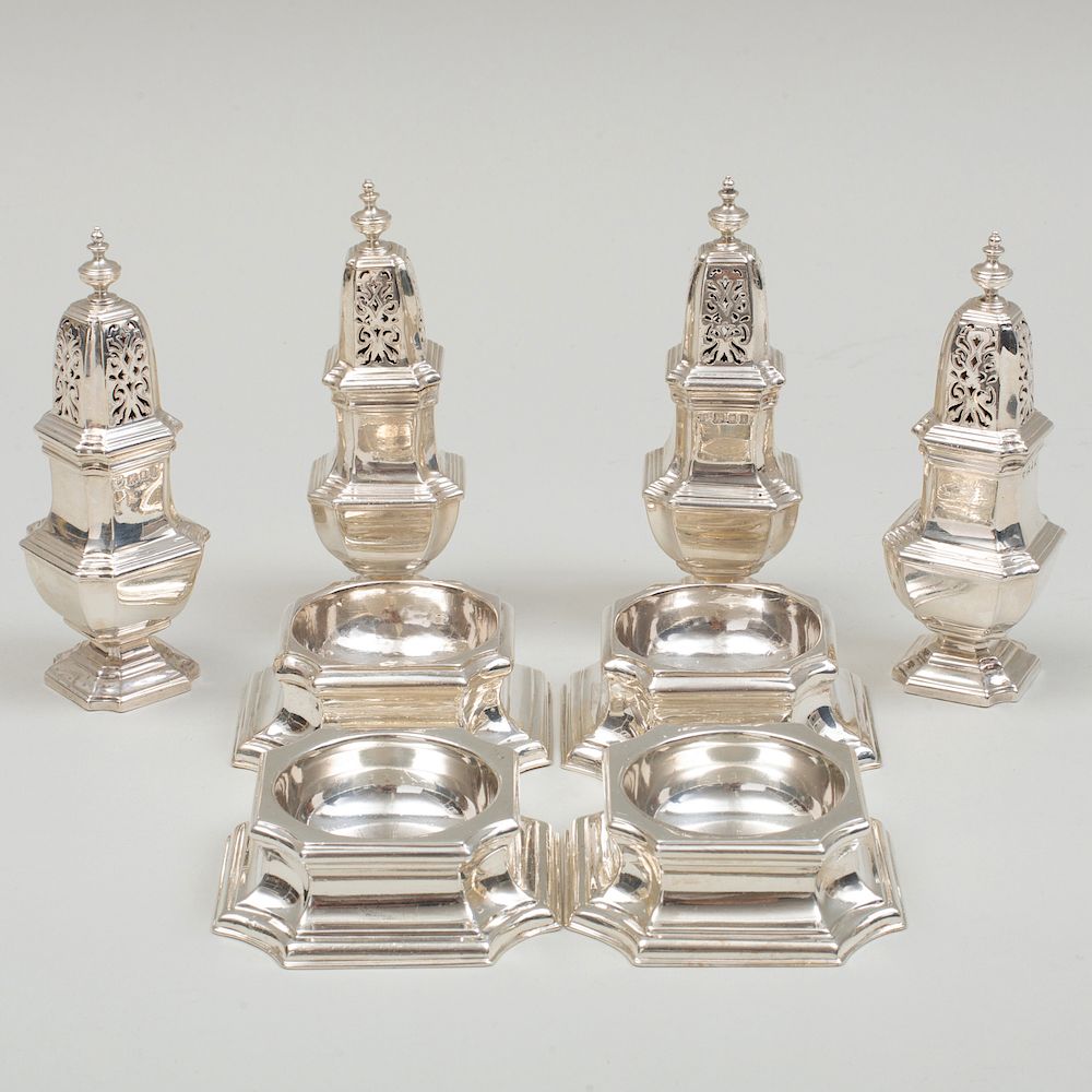 Appraisal: Set of Four George V Silver Casters and Two Pairs