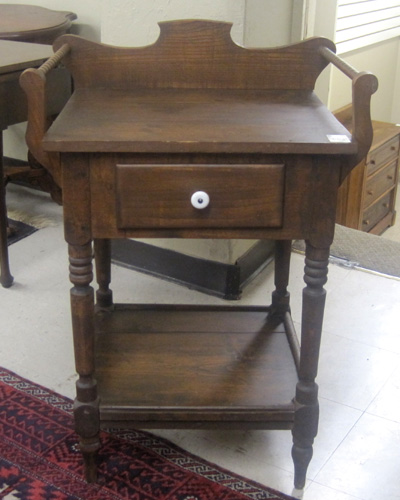 Appraisal: PINE AND ASH WASHSTAND American th century elements a rectangular