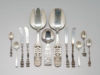 Appraisal: pieces Continental silver French salt spoons Norwegian salad set Swedish