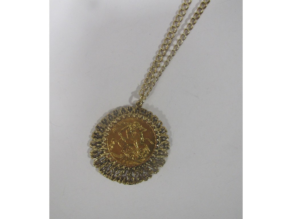 Appraisal: George V sovereign in ct gold pendant mount and neckchain