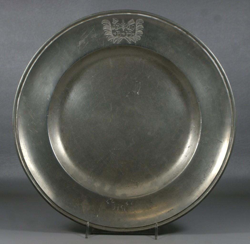 Appraisal: Continental pewter charger rim inscribed BH and BH touchmark SARV