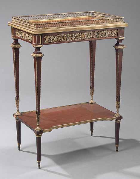 Appraisal: A Louis XVI-Style Mahogany and Ormolu-Mounted Side Table th c