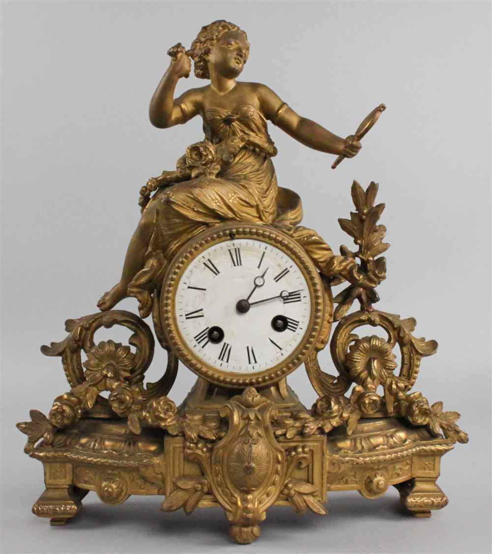 Appraisal: LOUIS XVI STYLE GILT METAL CLOCK WORKS BY J MARTI