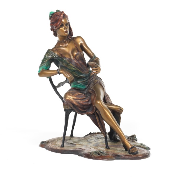 Appraisal: ISAAC MAIMON ISRAELI B x x Neglige Cast bronze seated