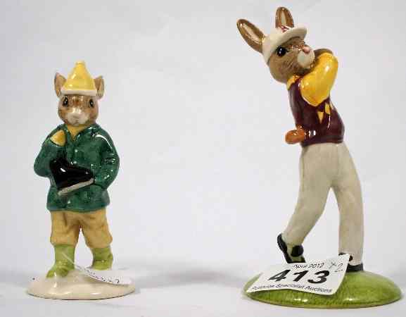 Appraisal: Royal Doulton Bunnykins Figures Golfer DB and Boy Skater DB