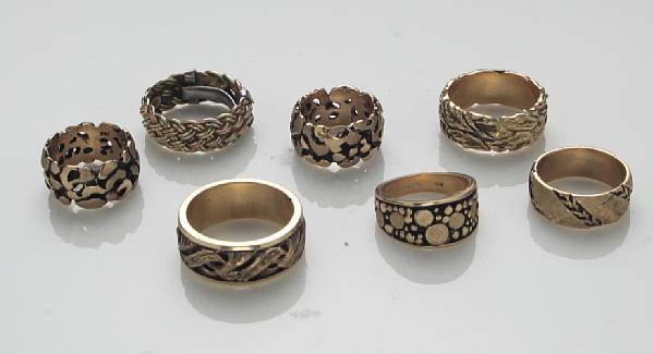 Appraisal: A collection of k gold rings gross weight approximately gr