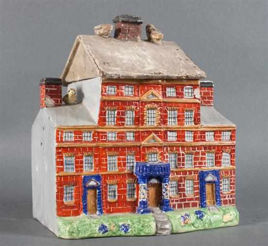 Appraisal: Staffordshire pearlware box in form of a Georgian mansion house