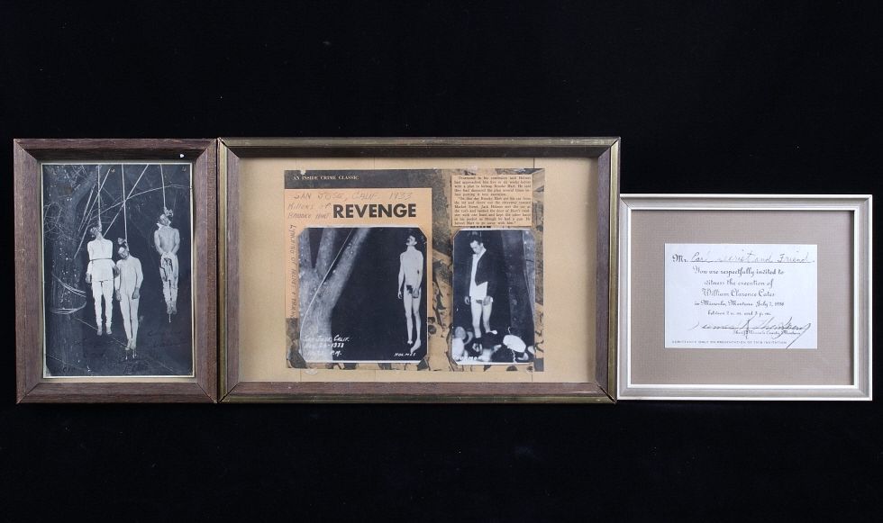 Appraisal: Framed Hanging Execution Photos Invitation Offered in this lot is