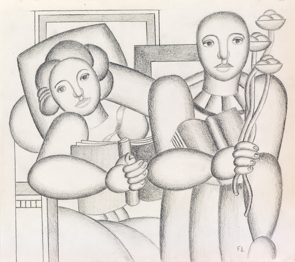 Appraisal: FERNAND L GER La Lecture Pencil on cream wove paper