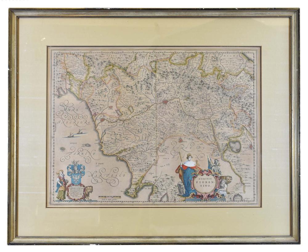 Appraisal: DOMINIO FIORENTINO JOHANNES BLAEU MAPCopper engraving depicting Florence and the