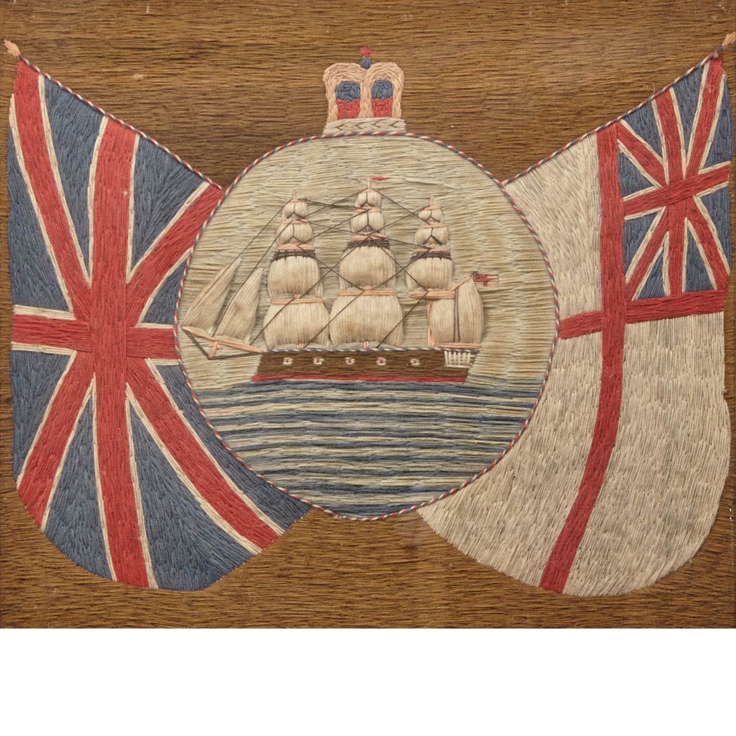 Appraisal: British Sailor's Woolwork Picture th Century In a maple frame